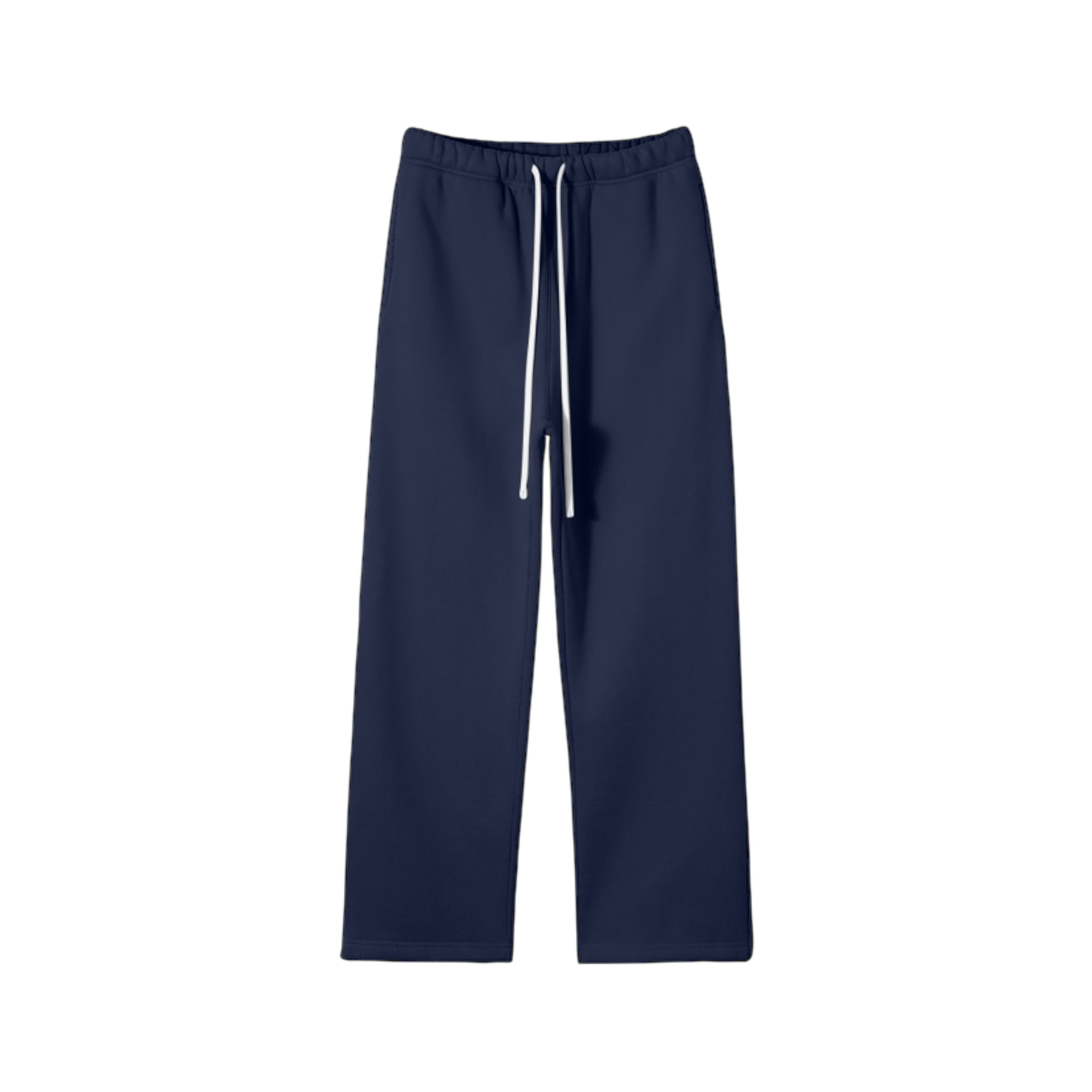 Navy Blue Fleece Open-Leg Pants