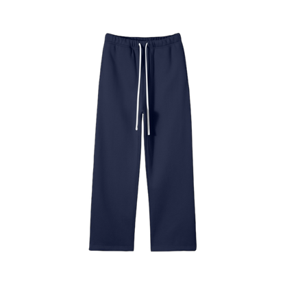 Navy Blue Fleece Open-Leg Pants
