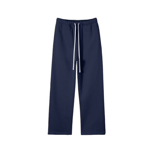 Navy Blue Fleece Open-Leg Pants
