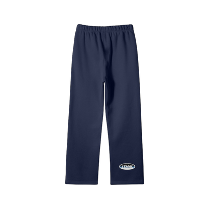 Navy Blue Fleece Open-Leg Pants